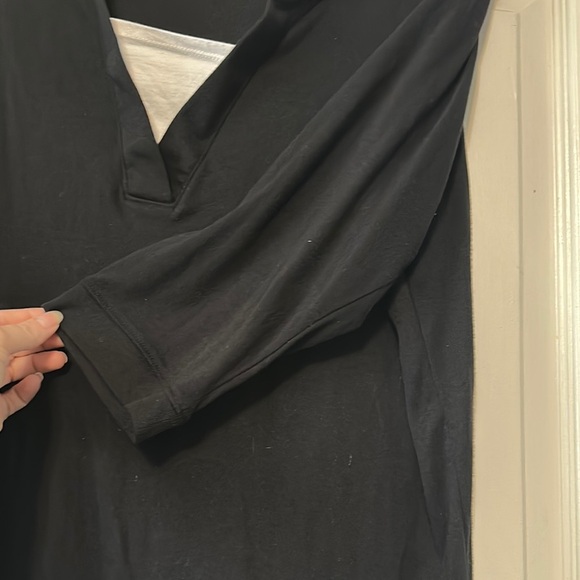 St. John's Bay Black Relaxed Blouse with V-Neckline - Picture 6 of 6